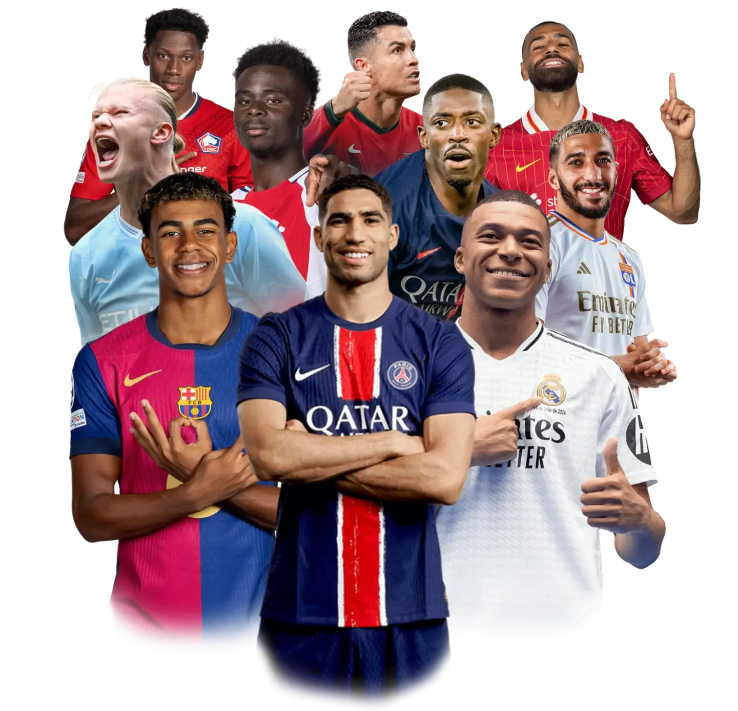 Collage of football stars, worldwide sport on Premium IPTV